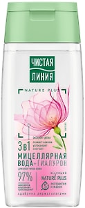 Изображение товара Мицеллярная вода Чистая Линия 3в1 с гиалуроном и экстрактом розы Успокаивающая 100мл