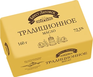 Изображение товара Масло Брест-Литовск Традиционное сладкосливочное 72.5% 160г
