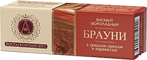 Изображение товара Бисквит шоколадный А.РостАгроКомплекс Брауни с грецким орехом и карамелью 40г