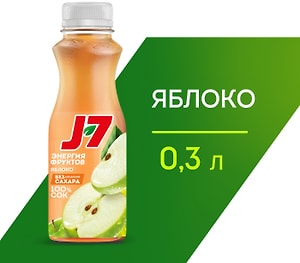 Изображение товара Сок J7 100% Яблоко осветленный 300мл