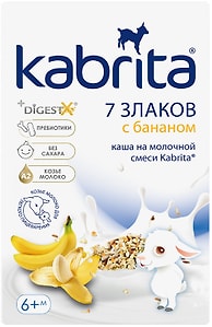 Изображение товара Каша Kabrita 7 злаков на козьем молоке с бананом 180г