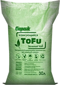 Изображение товара Наполнитель для кошачьих туалетов Барсик Tofu зеленый чай комкующийся 30л
