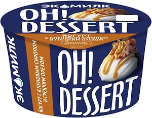 Изображение товара Йогурт Экомилк Oh! Dessert с кленовым сиропом и грецким орехом 4.2% 130г