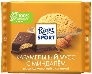 Изображение товара Шоколад Ritter Sport Молочный карамельный мусс с миндалем 100г