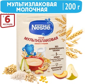 Изображение товара Каша Nestle Молочная мультизлаковая Груша-Персик с 6 месяцев 200г