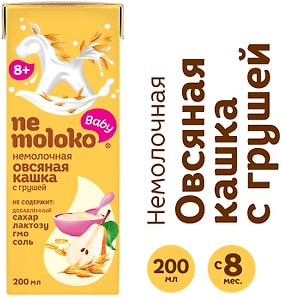 Изображение товара Каша Nemoloko овсяная безмолочная груша 200мл