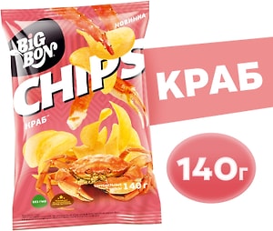 Изображение товара Чипсы Big Bon со вкусом Краб 140г