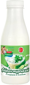 Изображение товара Айран G-Balance турецкий с огурцом и зеленью кисломолочный 1.8% 300мл