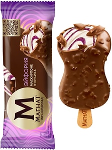 Изображение товара Мороженое Магнат Эйфория сливочное Эскимо Маскарпоне-Голубика 8% 70г