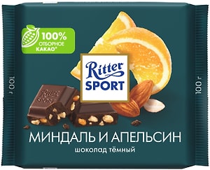 Изображение товара Шоколад Ritter Sport Темный Миндаль и апельсин 100г