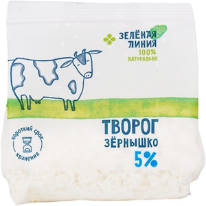 Изображение товара Творог Зеленая линия Зернышко 5% 300г