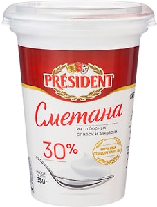Изображение товара Сметана President 30% 350г