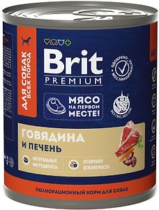 Изображение товара Влажный корм для собак Brit Premium Говядина и печень 750г