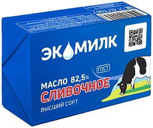 Изображение товара Масло сливочное Экомилк 82.5% 100г