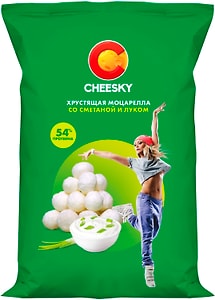 Изображение товара Сыр Cheesky Хрустящая моцарелла со вкусом лука со сметаной 30% 20г