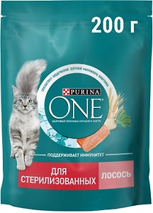 Изображение товара Сухой корм для кошек Purina ONE для стерилизованных с лососем 200г