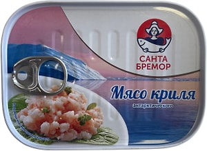 Изображение товара Мясо криля Санта Бремор антарктического в заливке стерилизованное 100г