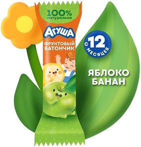 Изображение товара Батончик фруктовый Агуша Яблоко-банан 15г