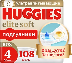 Изображение товара Подгузники Huggies Elite Soft 8-14кг 4 размер 108шт