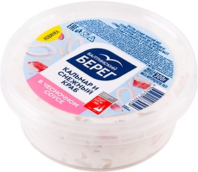 Изображение товара Кальмар и снежный краб Балтийский Берег в чесночном соусе 300г