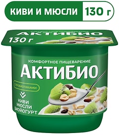 Изображение товара Био йогурт АКТИБИО Blactis с бифидобактериями киви мюсли 3% 130г
