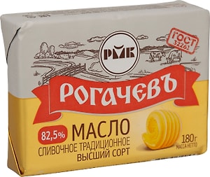 Изображение товара Масло сливочное Рогачевъ Традиционное 82.5% 180г
