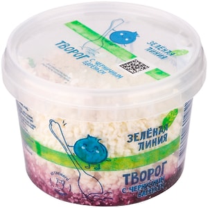 Изображение товара Творог Зеленая линия с черничным вареньем 5% 160г