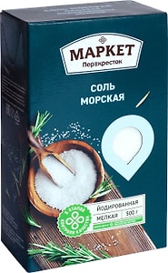 Изображение товара Соль Маркет Перекресток Морская йодированная 500г