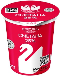 Изображение товара Сметана ЛебедяньМолоко 25% 300г