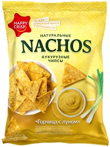 Изображение товара Чипсы Happy Crisp кукурузные Happy Nachos Горчица с луком 75г
