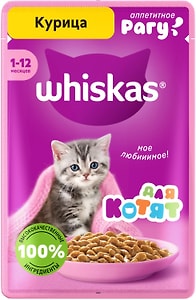 Изображение товара Влажный корм для котят Whiskas полнорационный от 1 до 12 месяцев рагу с курицей 75г
