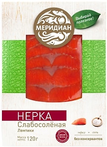 Изображение товара Нерка Меридиан Эко Слабосоленая ломтики 120г
