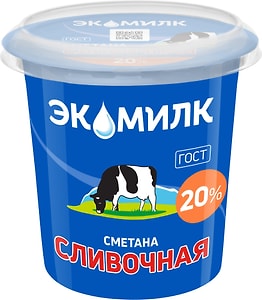 Изображение товара Сметана Экомилк 20% 300г