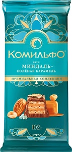 Изображение товара Шоколад Комильфо Миндаль-соленая карамель с вафлей 102г