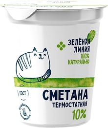 Изображение товара Сметана термостатная Зеленая Линия 10% 300г