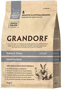 Изображение товара Сухой корм для кошек Grandorf Cat Sterilised Кролик с индейкой для стерилизованных кошек 8кг