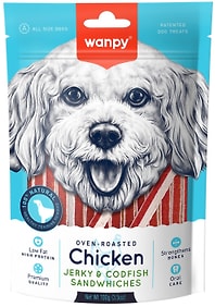 Изображение товара Лакомство для собак Wanpy Dog курица с треской в форме сэндвича 100г