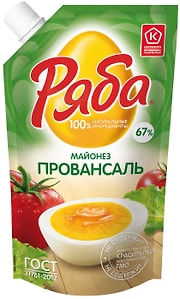 Изображение товара Майонез Ряба Провансаль 67% 192г
