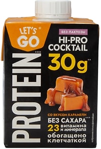 Изображение товара Коктейль молочный Lets go Protein Карамель обезжиренный безлактозный 500г