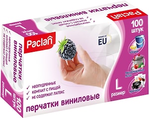 Изображение товара Перчатки виниловые Paclan Размер L 100шт