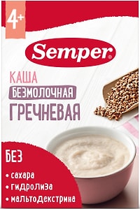 Изображение товара Каша Semper безмолочная гречневая с 4 месяцев 180г