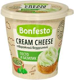 Изображение товара Сыр Bonfesto Bonfesto сливочный Cream Cheese  Песто и базилик 125г