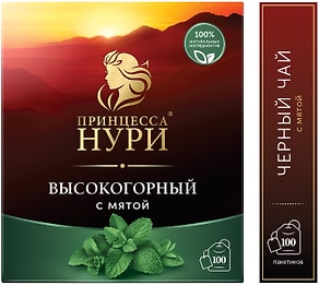 Изображение товара Чай черный Принцесса Нури Высокогорный с мятой 100*1.8г