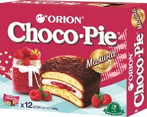 Изображение товара Печенье Orion Choco Pie Raspberry в глазури с малиновой начинкой 360г