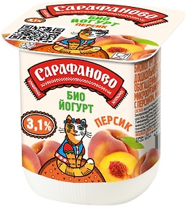 Изображение товара Биойогурт Сарафаново Персик 3.1% 125г