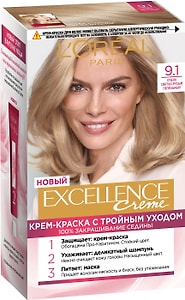 Изображение товара Крем-краска для волос Loreal Paris Excellence creme 9.1 Очень светло-русый пепельный