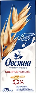 Изображение товара Напиток Овсяша Овсяный 3.2% 200мл