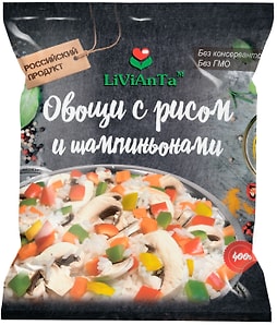 Изображение товара Смесь овощная Livianta Овощи с рисом и шампиньонами 400г