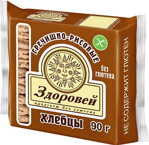 Изображение товара Хлебцы Здоровей Гречнево-рисовые без глютена 90г