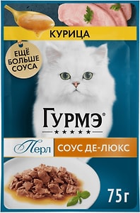 Изображение товара Влажный корм для кошек Гурмэ Перл Соус Де-люкс с курицей 75г